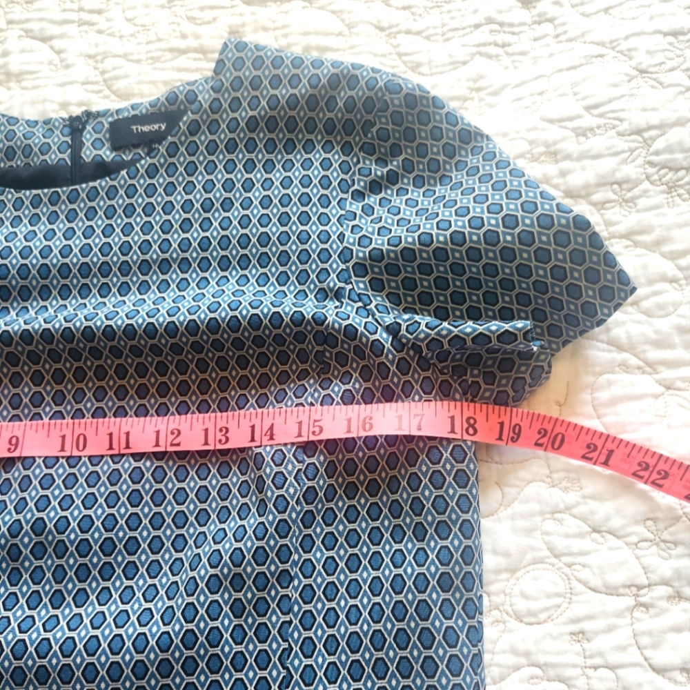 Theory Blue Patterned Shift Dress - Picture 8 of 11